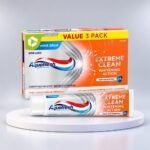 Aquafresh Floride Toothpaste on a white display stand
