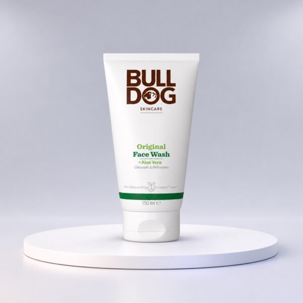 Bulldog Original Face Wash 150ml on a white display stand